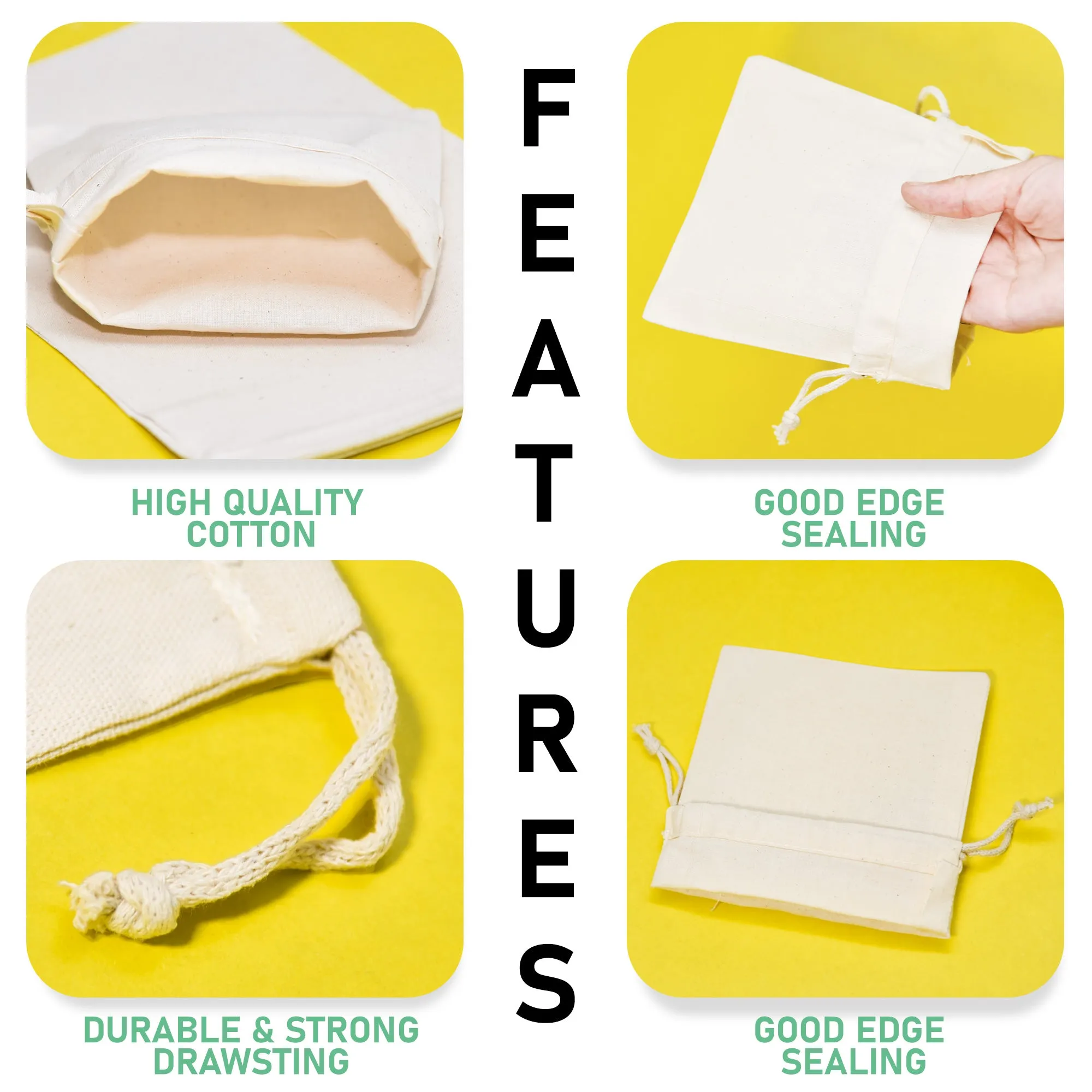 18x20 inch Natural Cotton Double Drawstring Bags