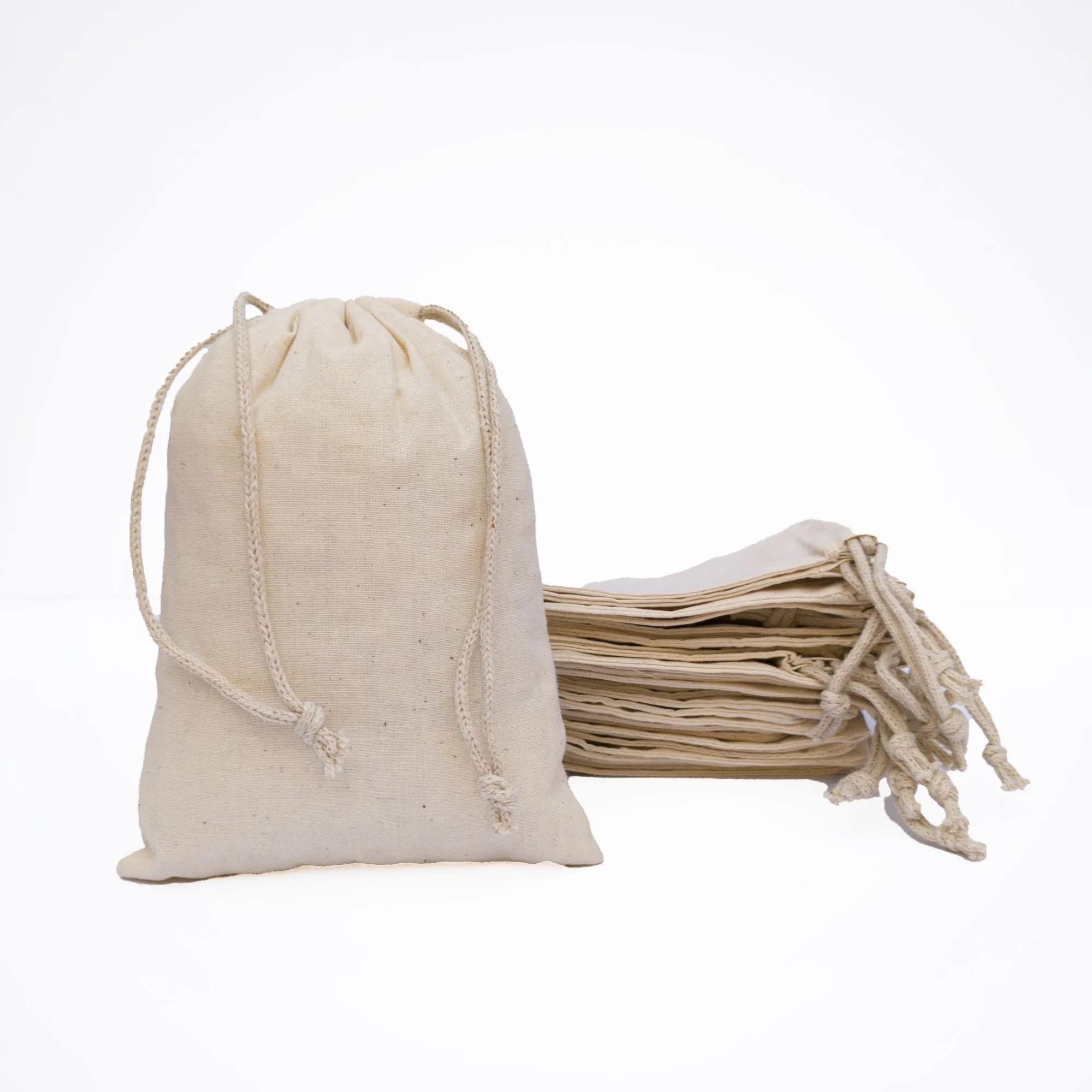 2x3 inch Cotton Reusable Double Drawstring Bags