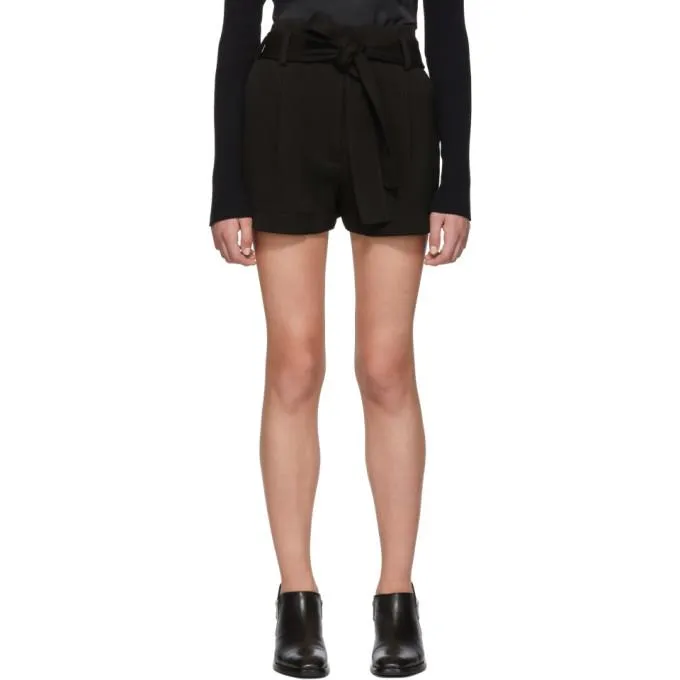 3.1 Phillip Lim Black High Waisted Twill Shorts