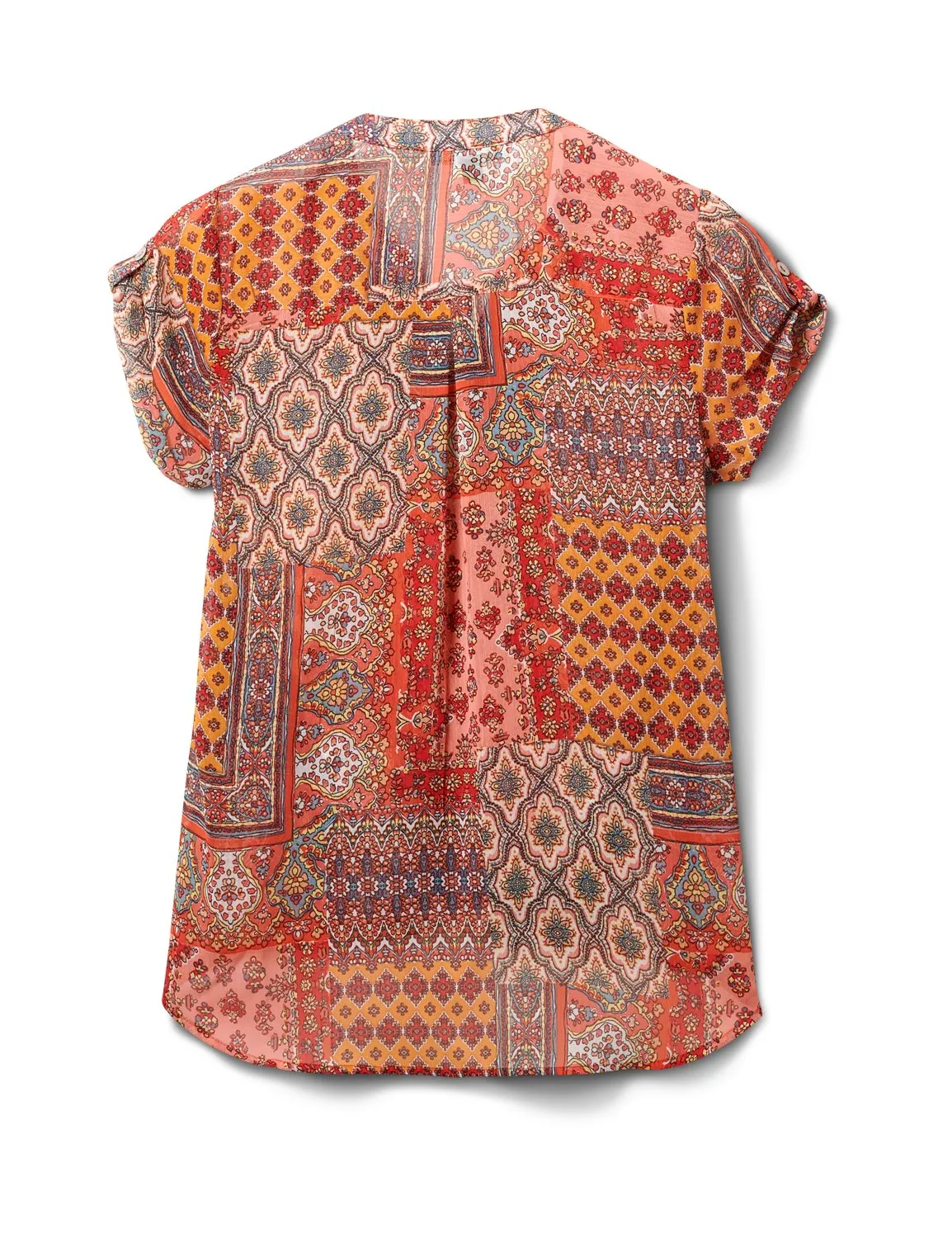 Bright Patchwork Button Front Blouse