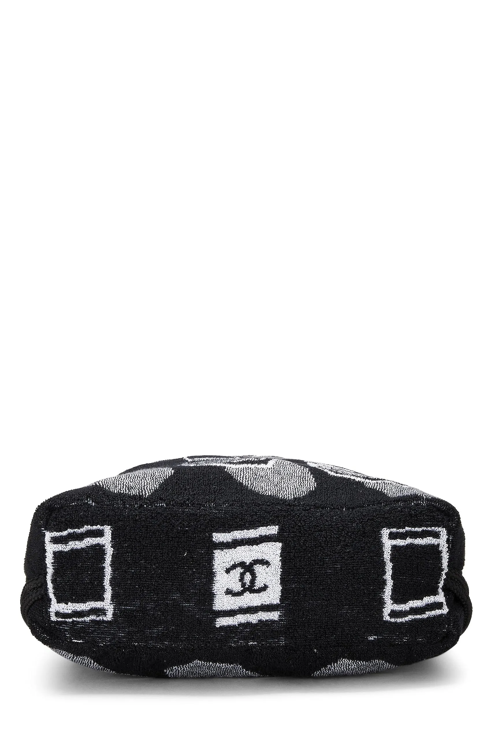 Chanel,  Black Terry Cloth Drawstring Beach Backpack, Black