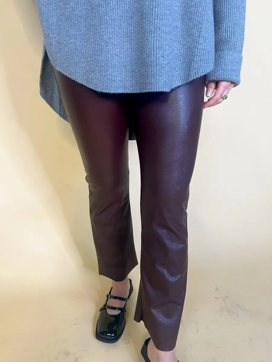 Commando: Faux Leather Crop Flare - Oxblood