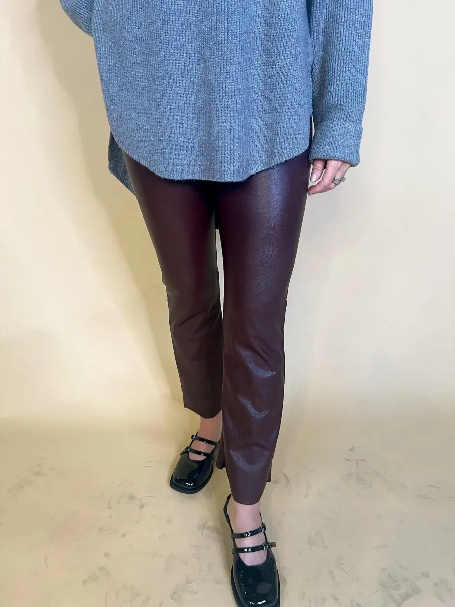 Commando: Faux Leather Crop Flare - Oxblood