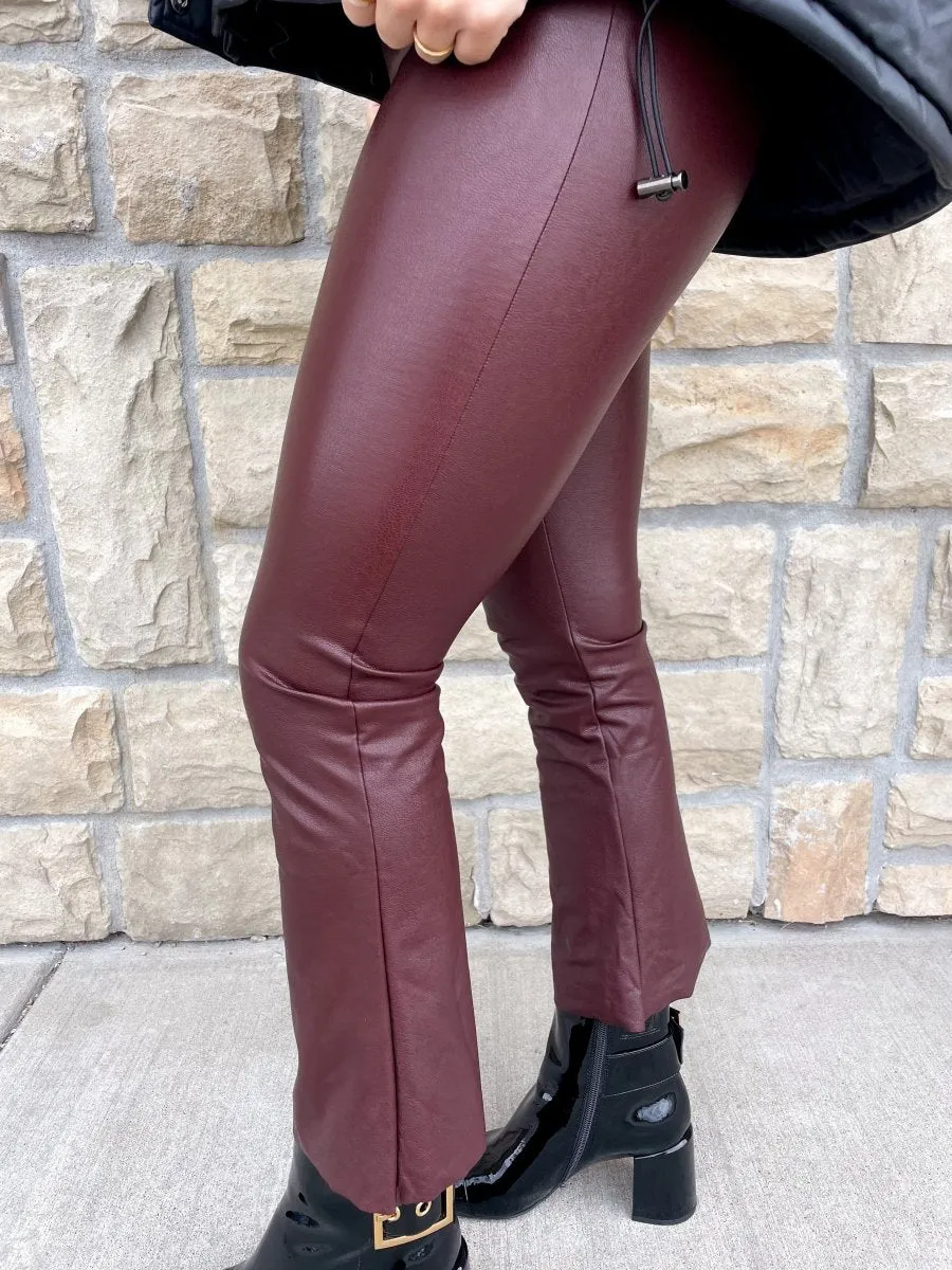 Commando: Faux Leather Crop Flare - Oxblood