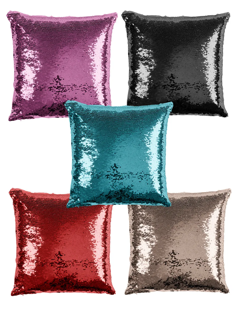 CUSTOM SEQUIN PILLOW - FLORIDA SPLATTER BLUE & ORANGE
