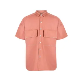 Denim Over-Shirt With Patched Pockets (Rust)