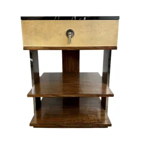 E.J. Victor Night Stand, Black Marble Top, Wood and Metal Frame, Contemporary Style, 2 Available