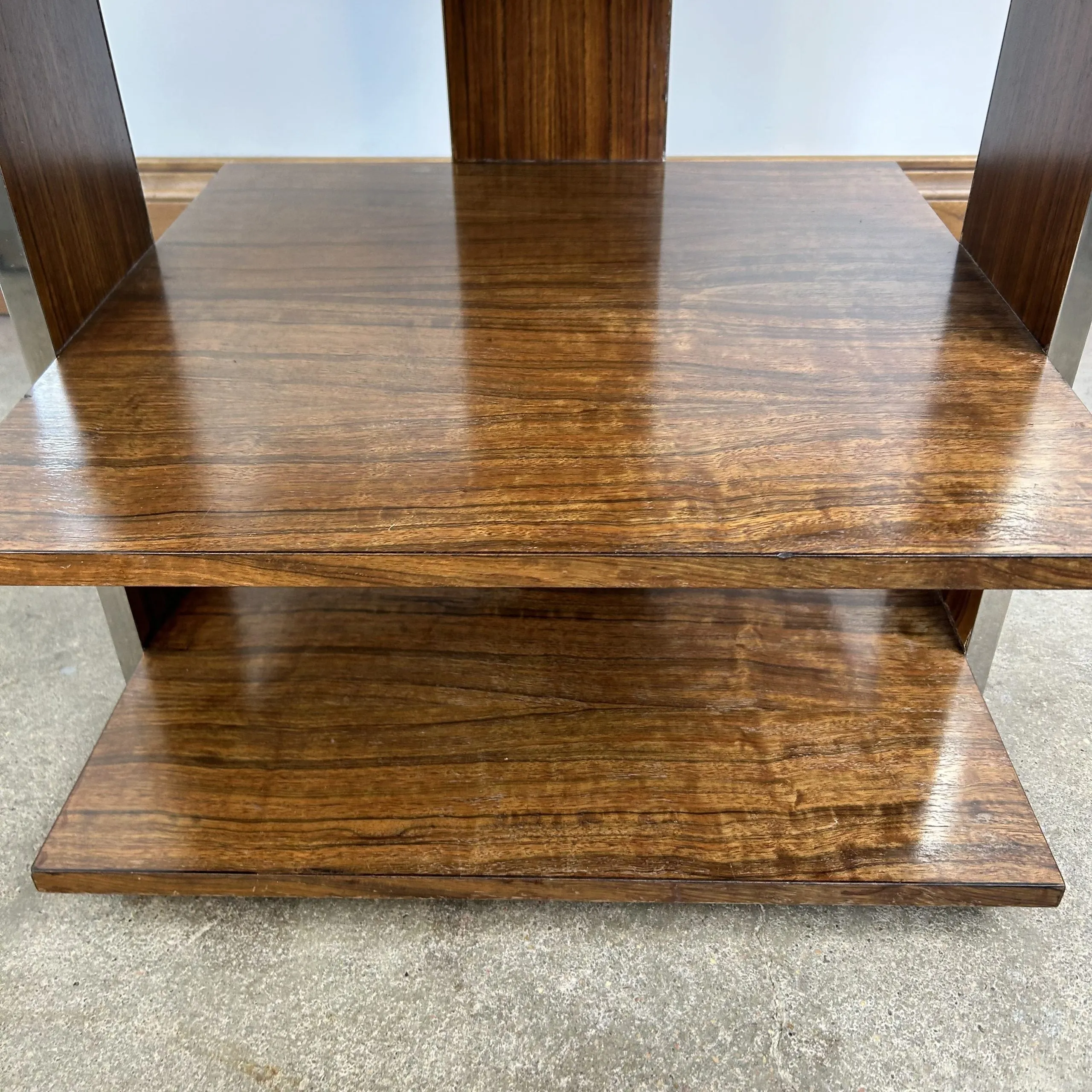 E.J. Victor Night Stand, Black Marble Top, Wood and Metal Frame, Contemporary Style, 2 Available