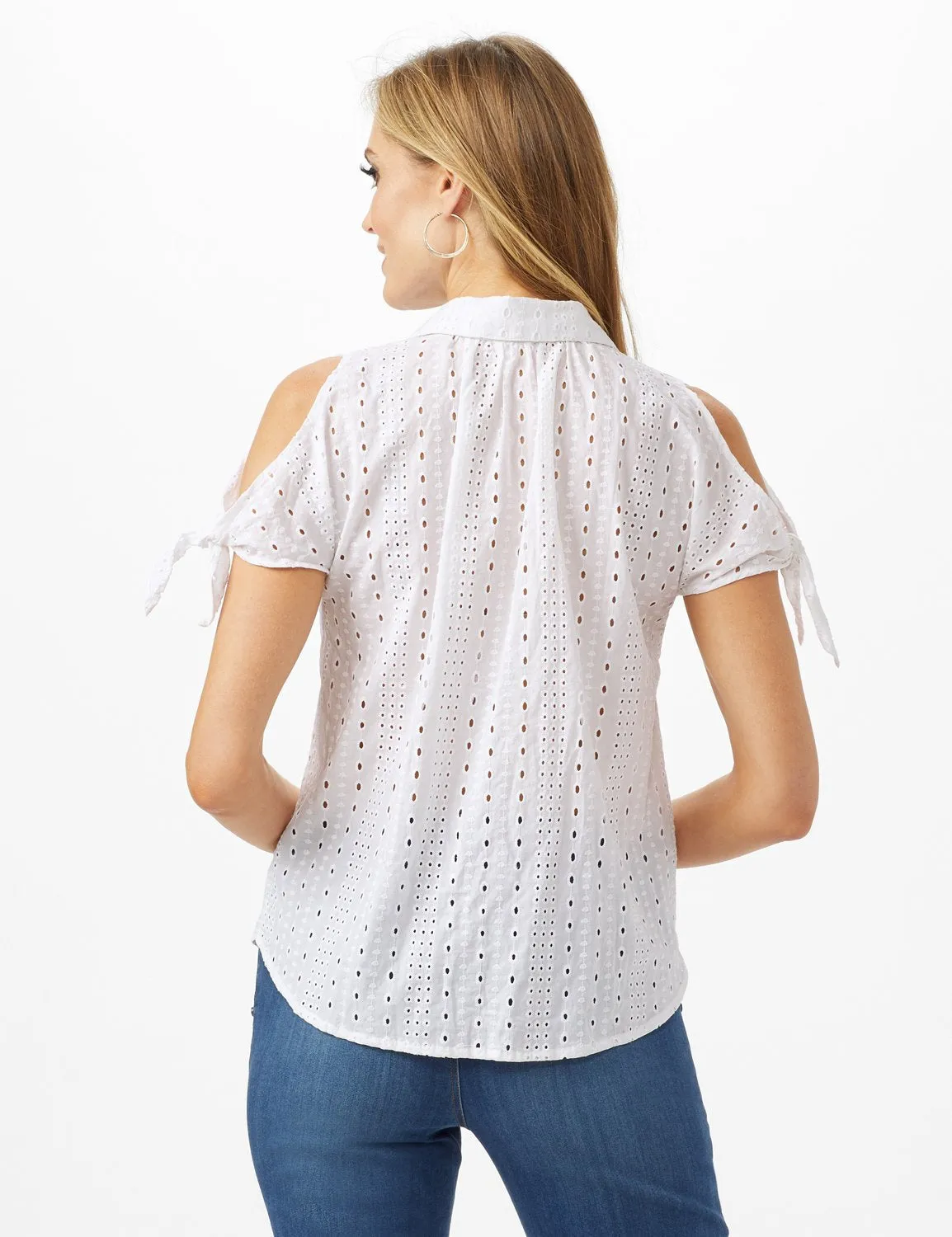 Eyelet Button Front Shirt