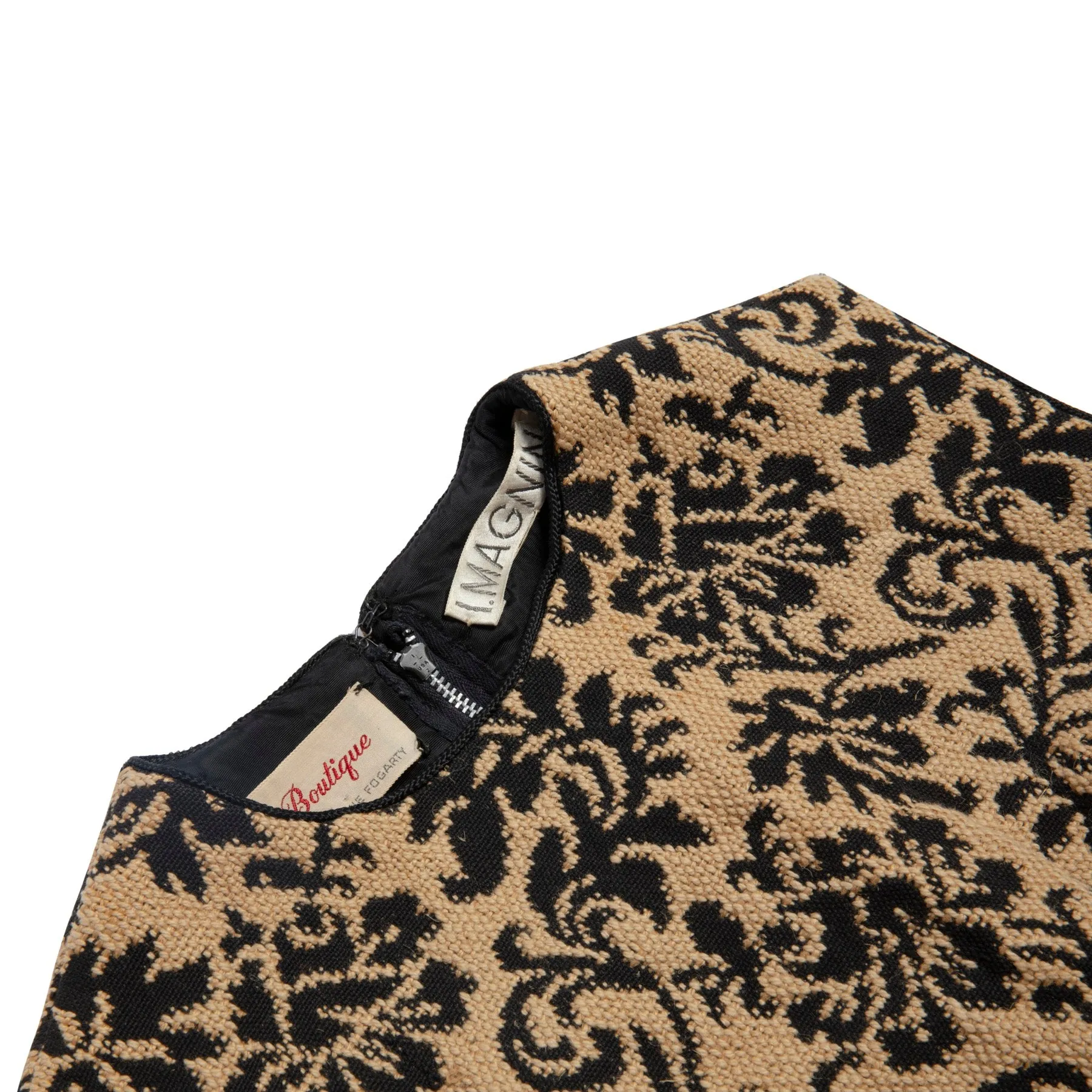 Floral Jacquard Barleycorn Tweed Cropped Shell Top