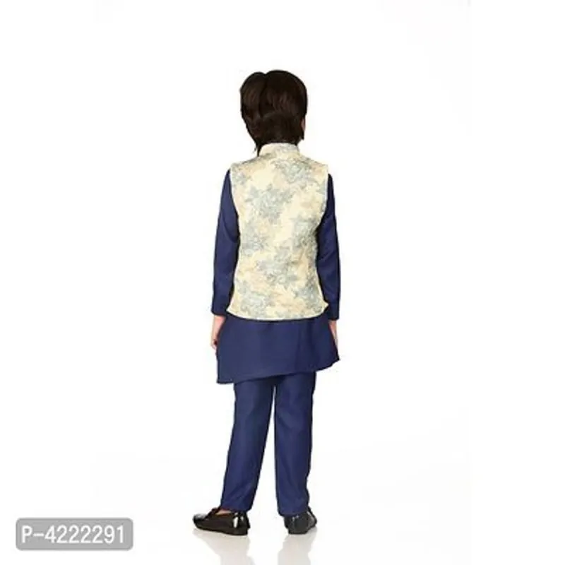 Full Sleeve Cotton Kurta Pyjama For Boys (Lemon)