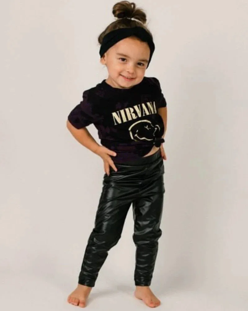 Girls Black Faux Leather Leggings