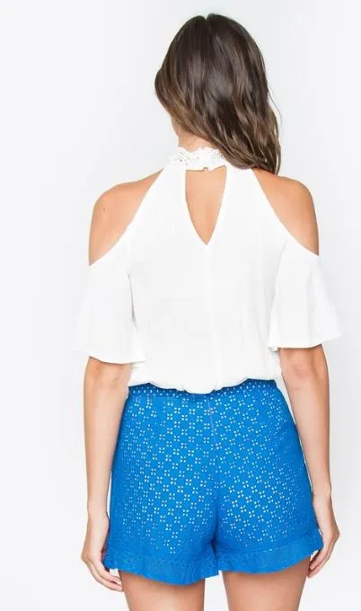 High Neck Cold Shoulder Jersey Top