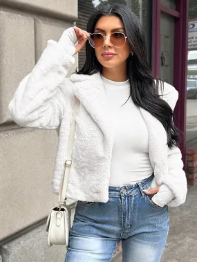 LUNE Women Short Collar Faux Fur Regular Jacket