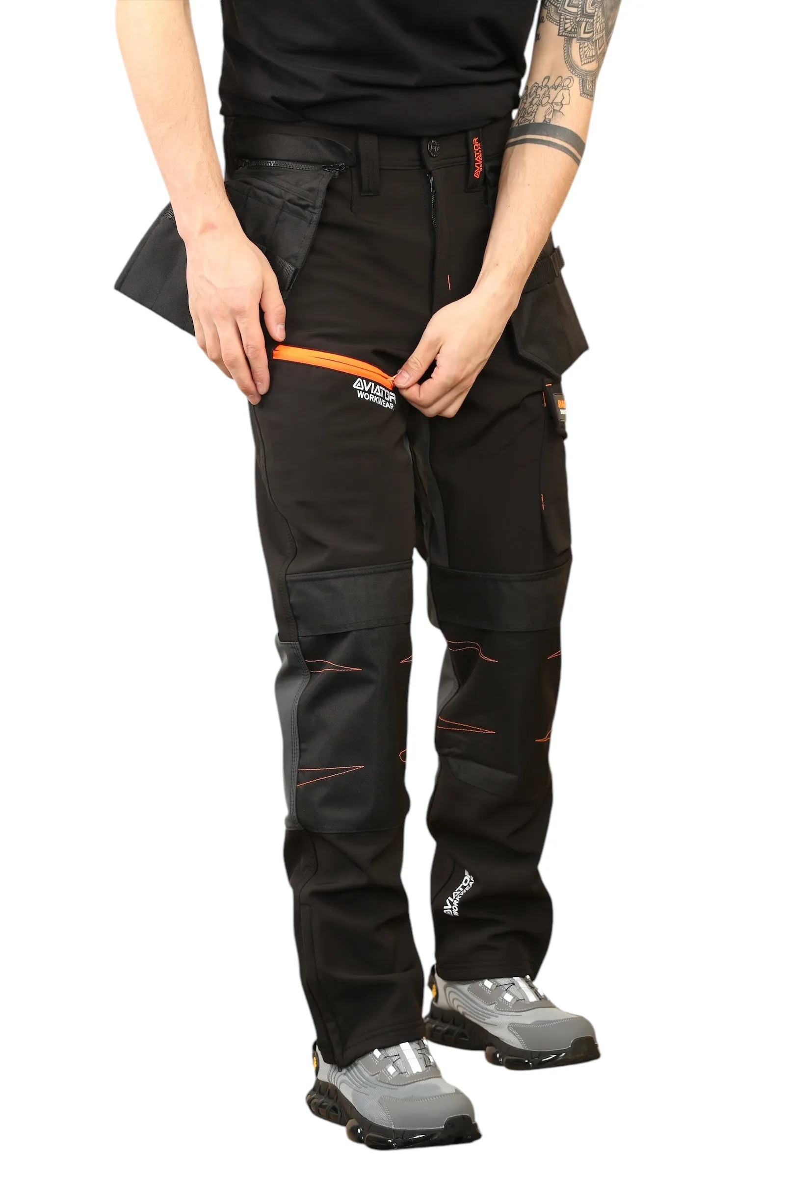 Men's Waterproof  Softshell cargo Workwear Trousers Removeable Pockets