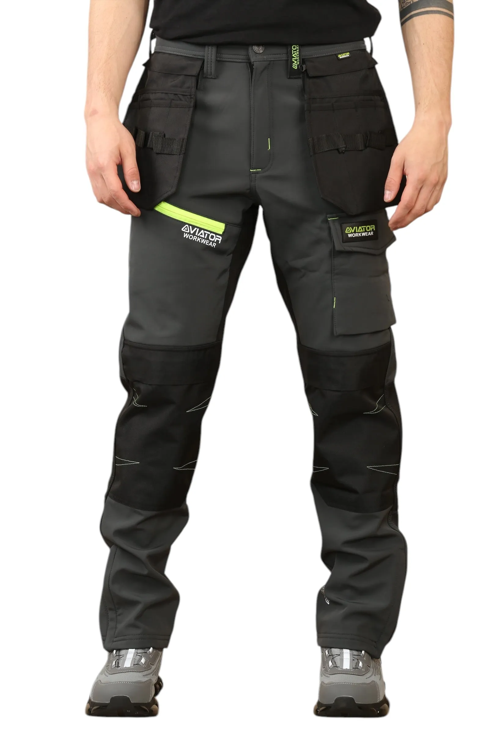 Men's Waterproof  Softshell cargo Workwear Trousers Removeable Pockets