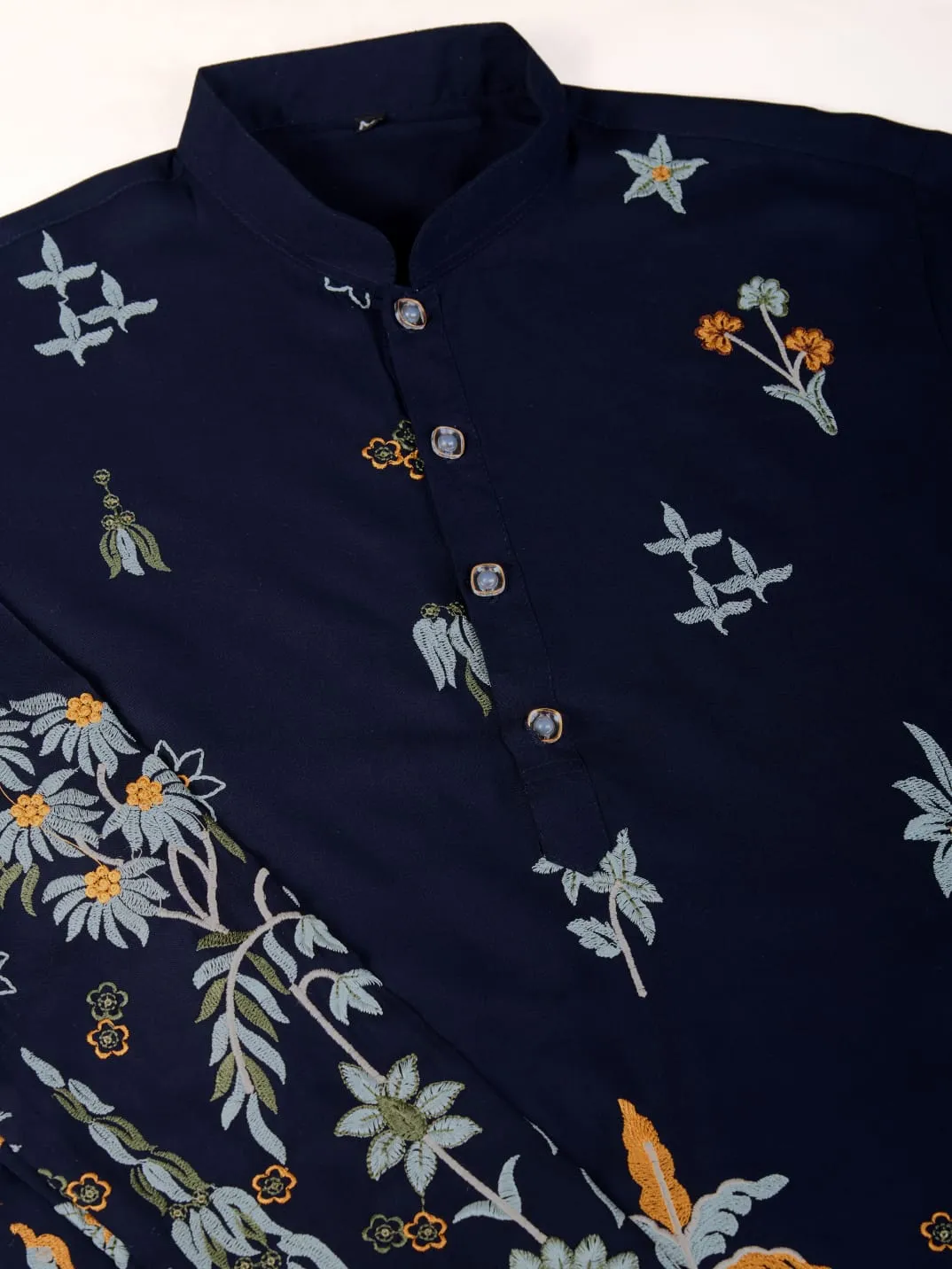 Navy Colour Soft Viscose Reyon Silk Heritage Style With Heavy Thread Work With Sequines Work Kurta Payjama