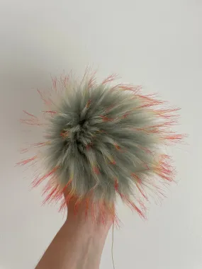 Orange Tips Faux Fur Pom Pom