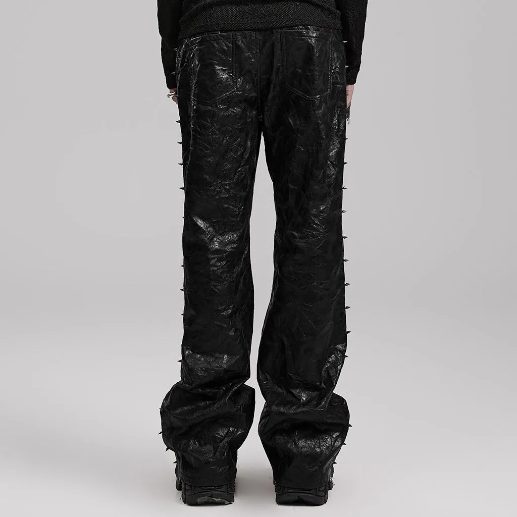 Punk pleated textured leather pants WK-585PCM
