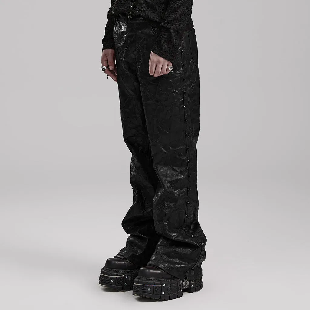 Punk pleated textured leather pants WK-585PCM