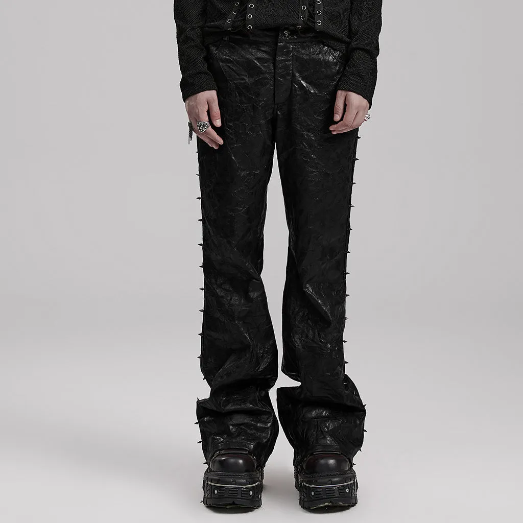 Punk pleated textured leather pants WK-585PCM