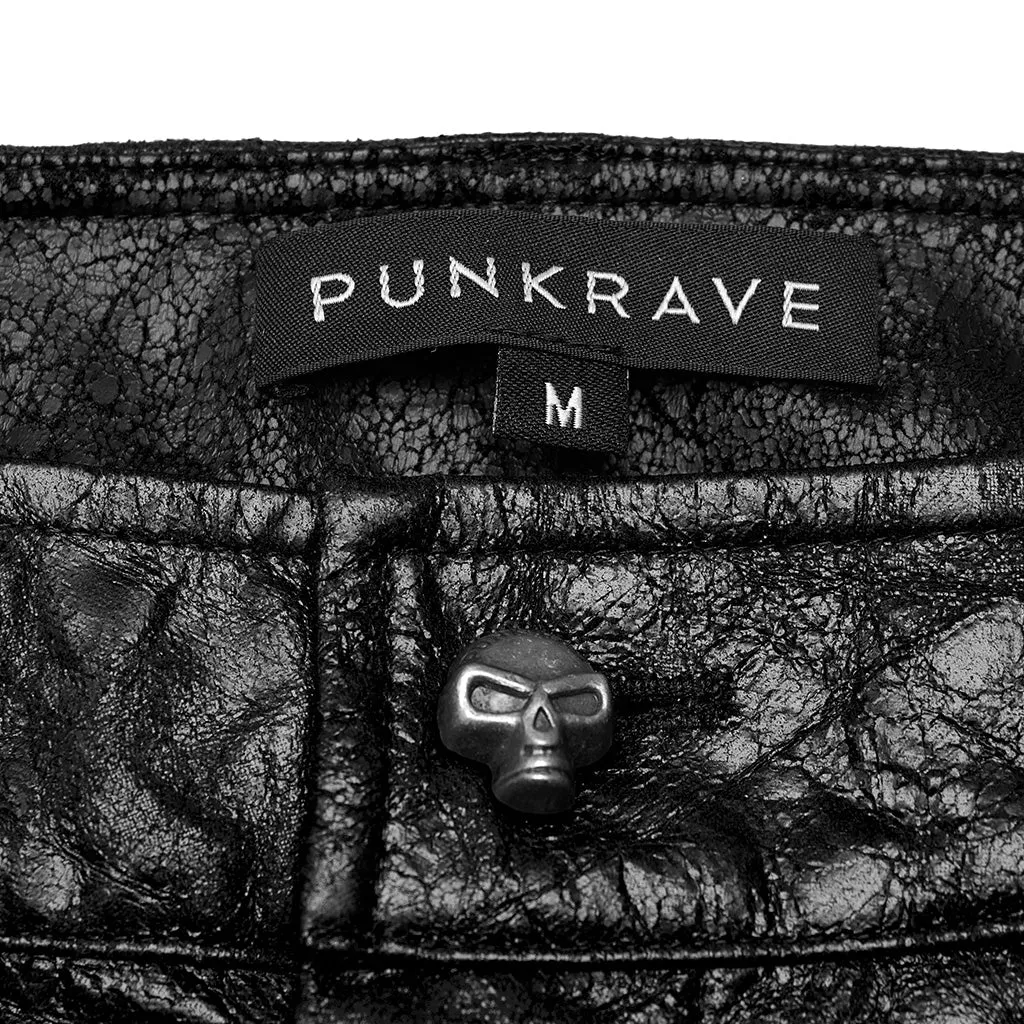 Punk pleated textured leather pants WK-585PCM