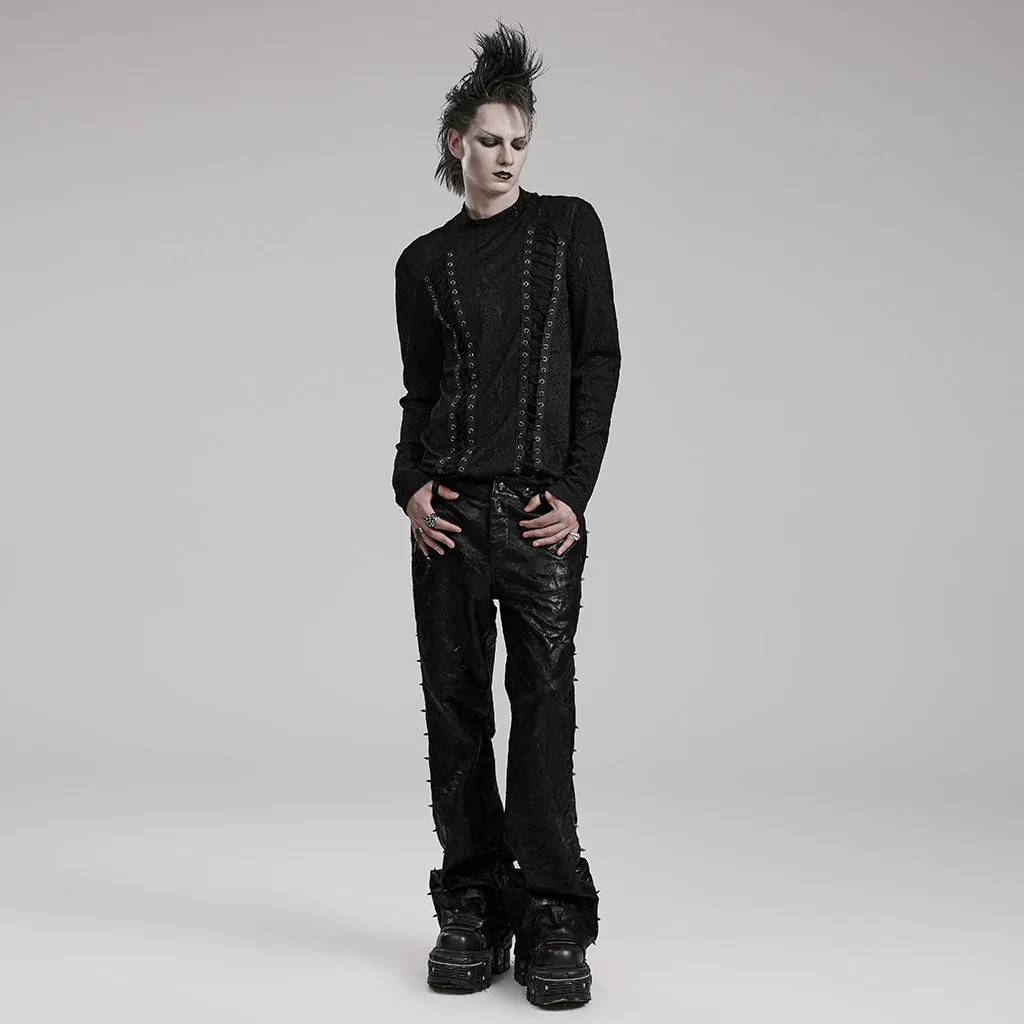 Punk pleated textured leather pants WK-585PCM