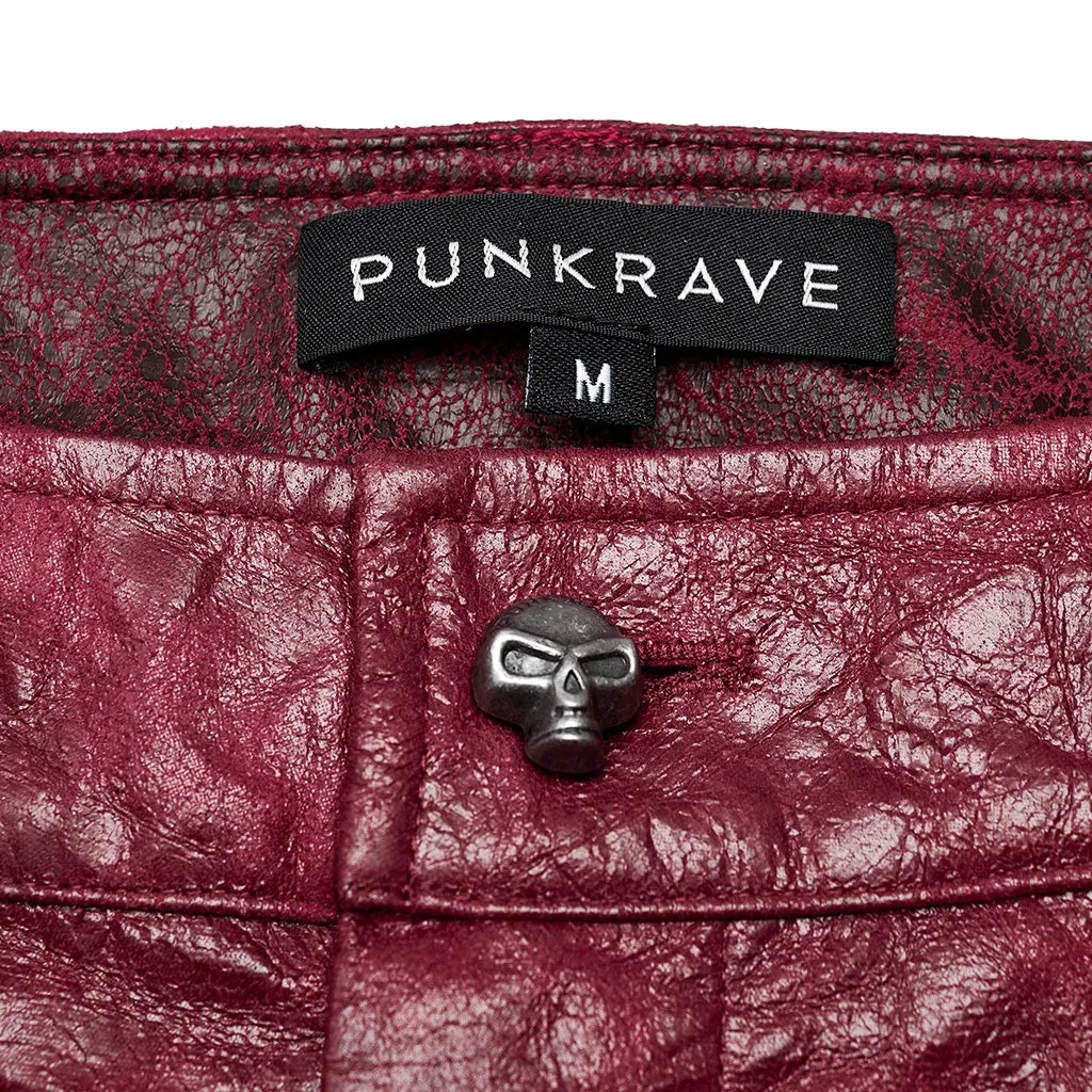 Punk pleated textured leather pants WK-585PCM