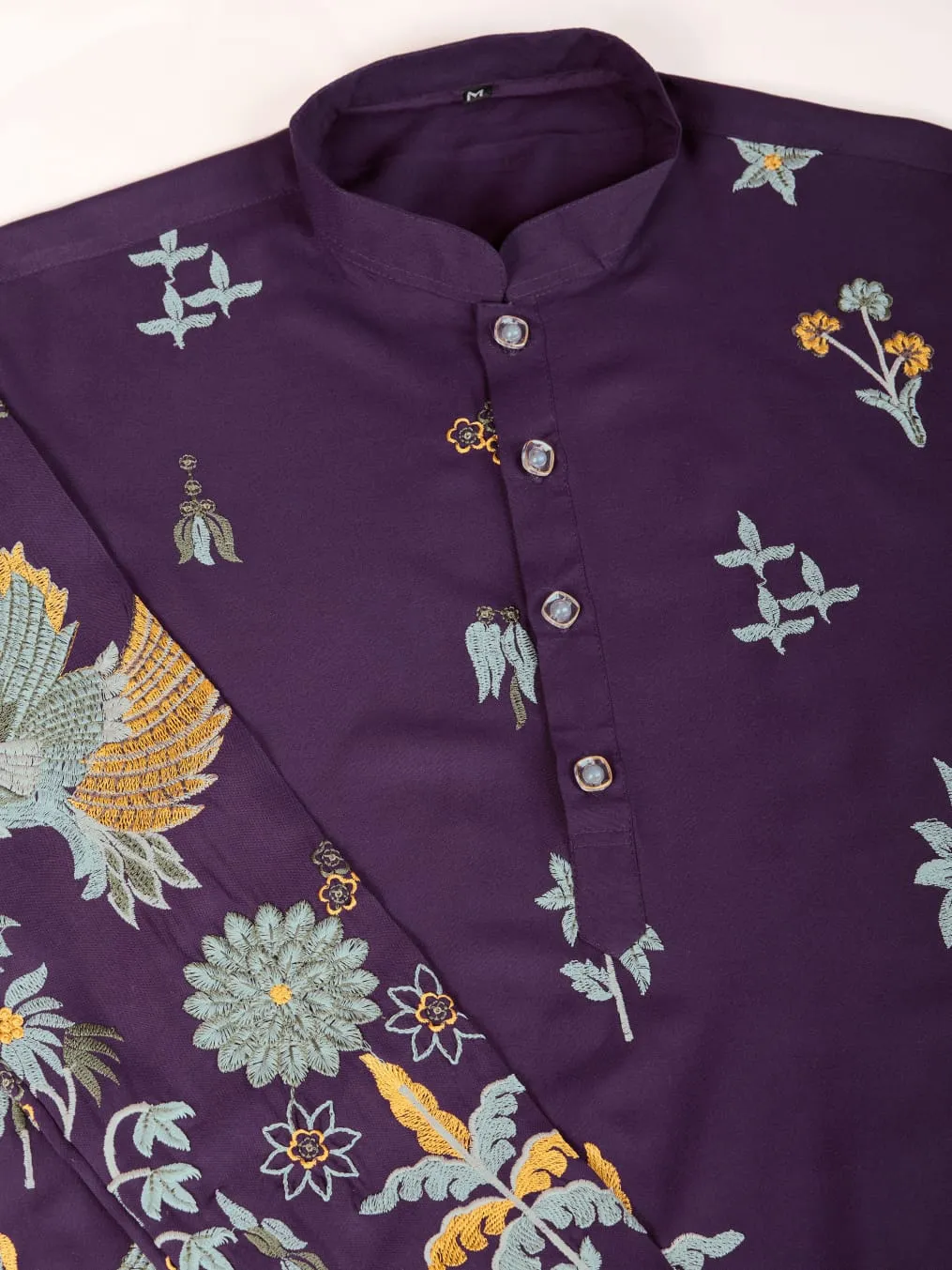 Purple Colour Soft Viscose Reyon Silk Heritage Style With Heavy Thread Work With Sequines Work Kurta Payjama