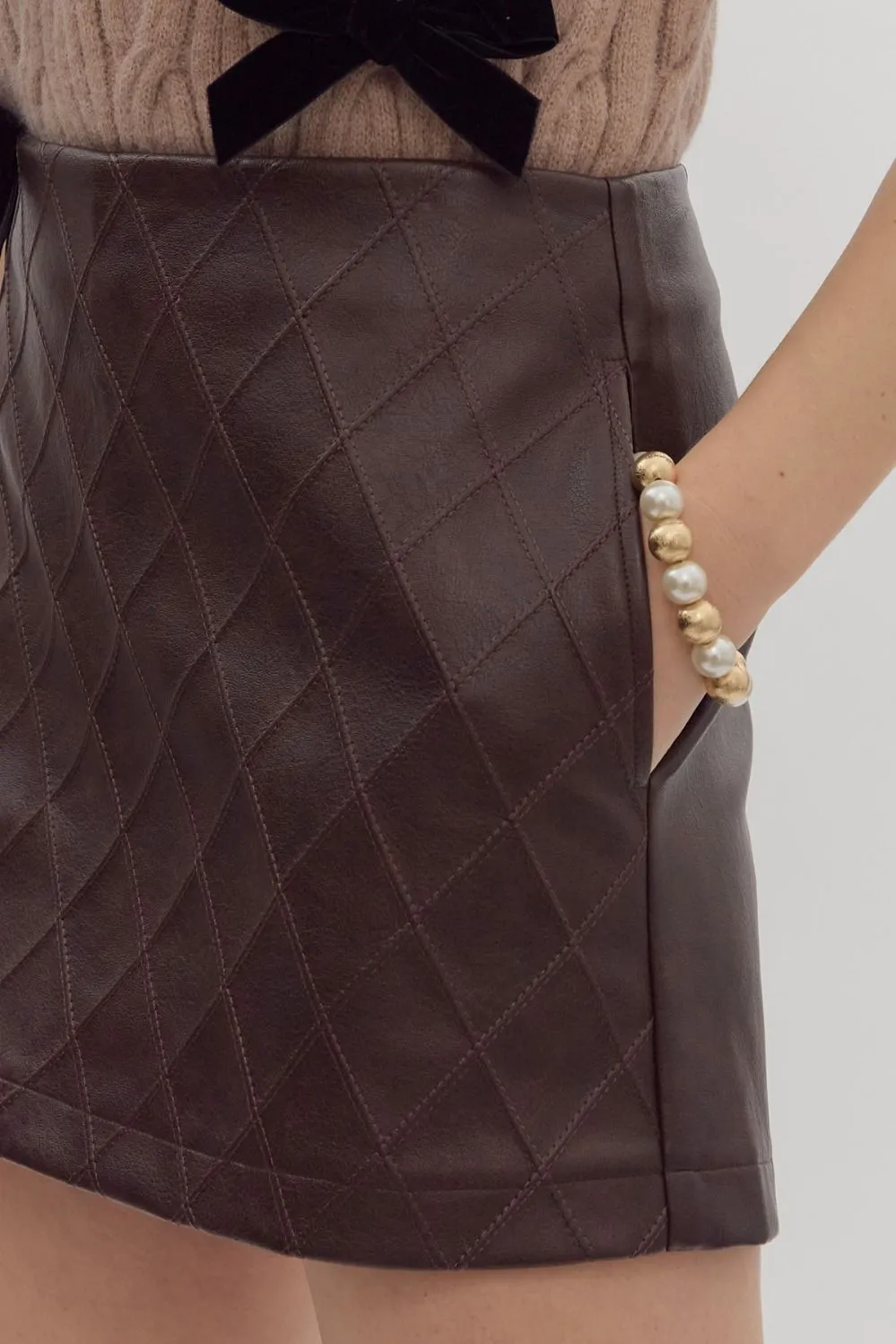 Quilted Leather Skort