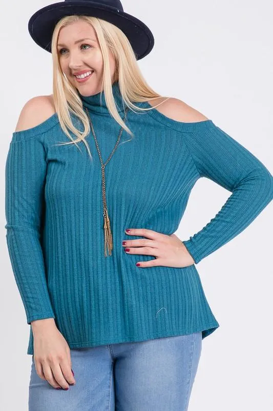 Sexy Cold Shoulder Ribbed Top