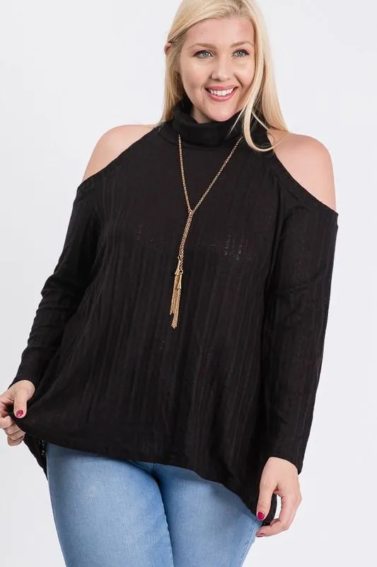 Sexy Cold Shoulder Ribbed Top