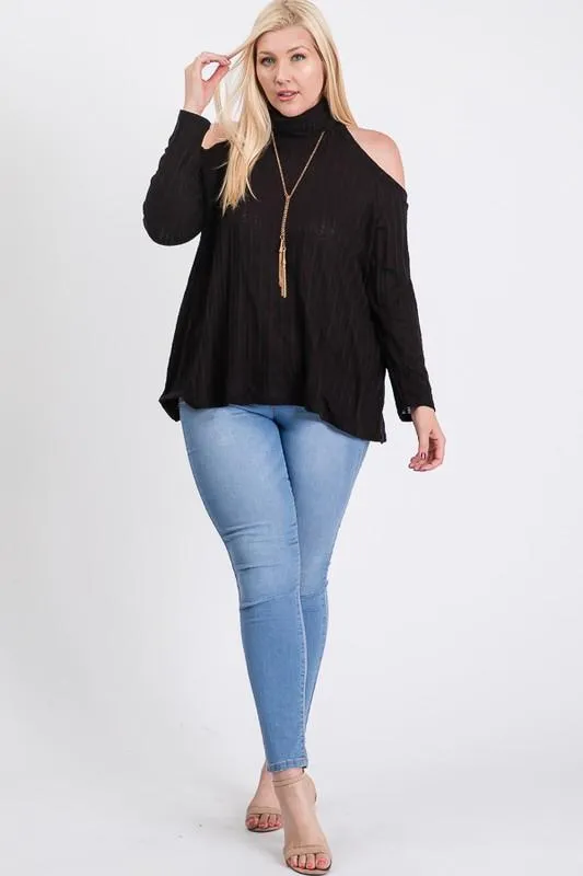 Sexy Cold Shoulder Ribbed Top