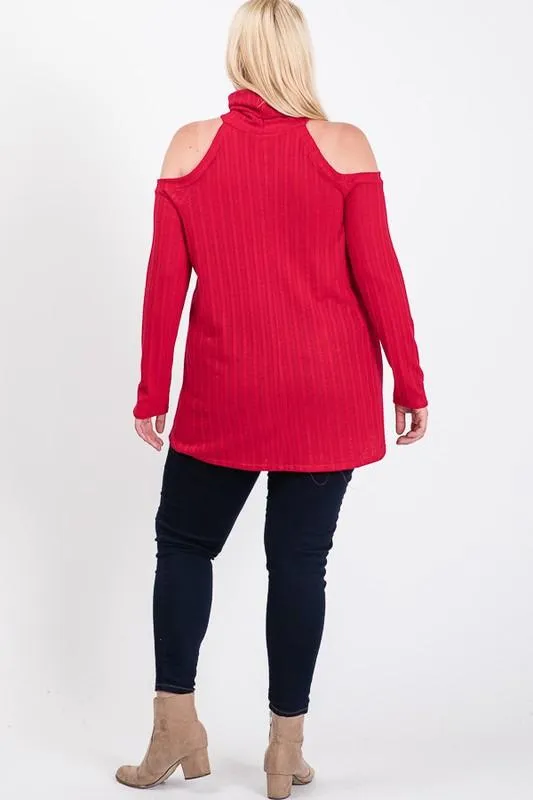Sexy Cold Shoulder Ribbed Top