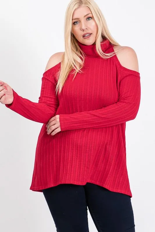 Sexy Cold Shoulder Ribbed Top