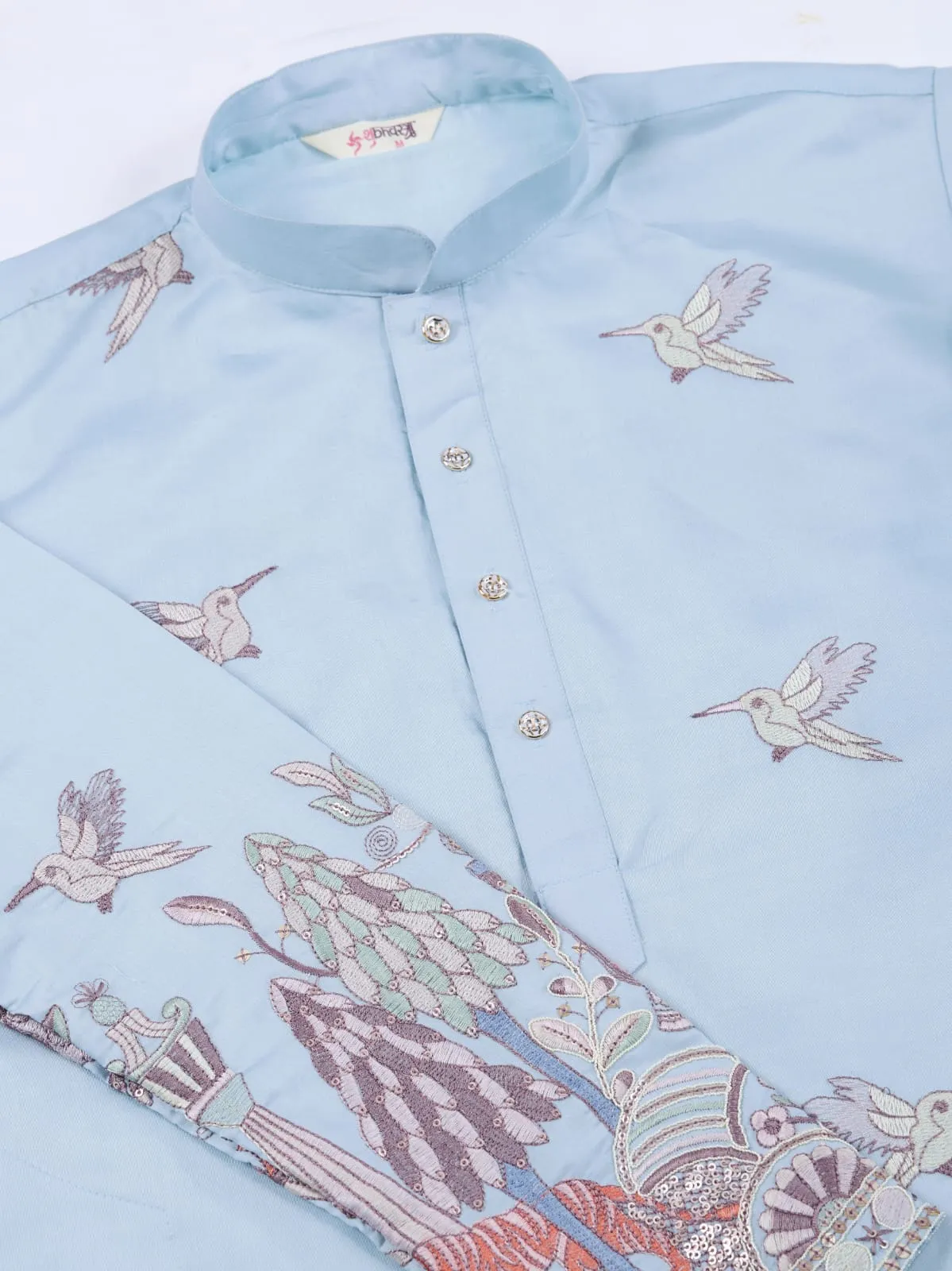 Sky Viscose Silk Heavy Thread Work Kurta Pajama