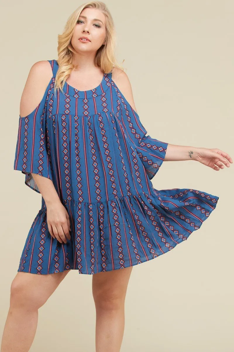 Stripe x Print Short Dress