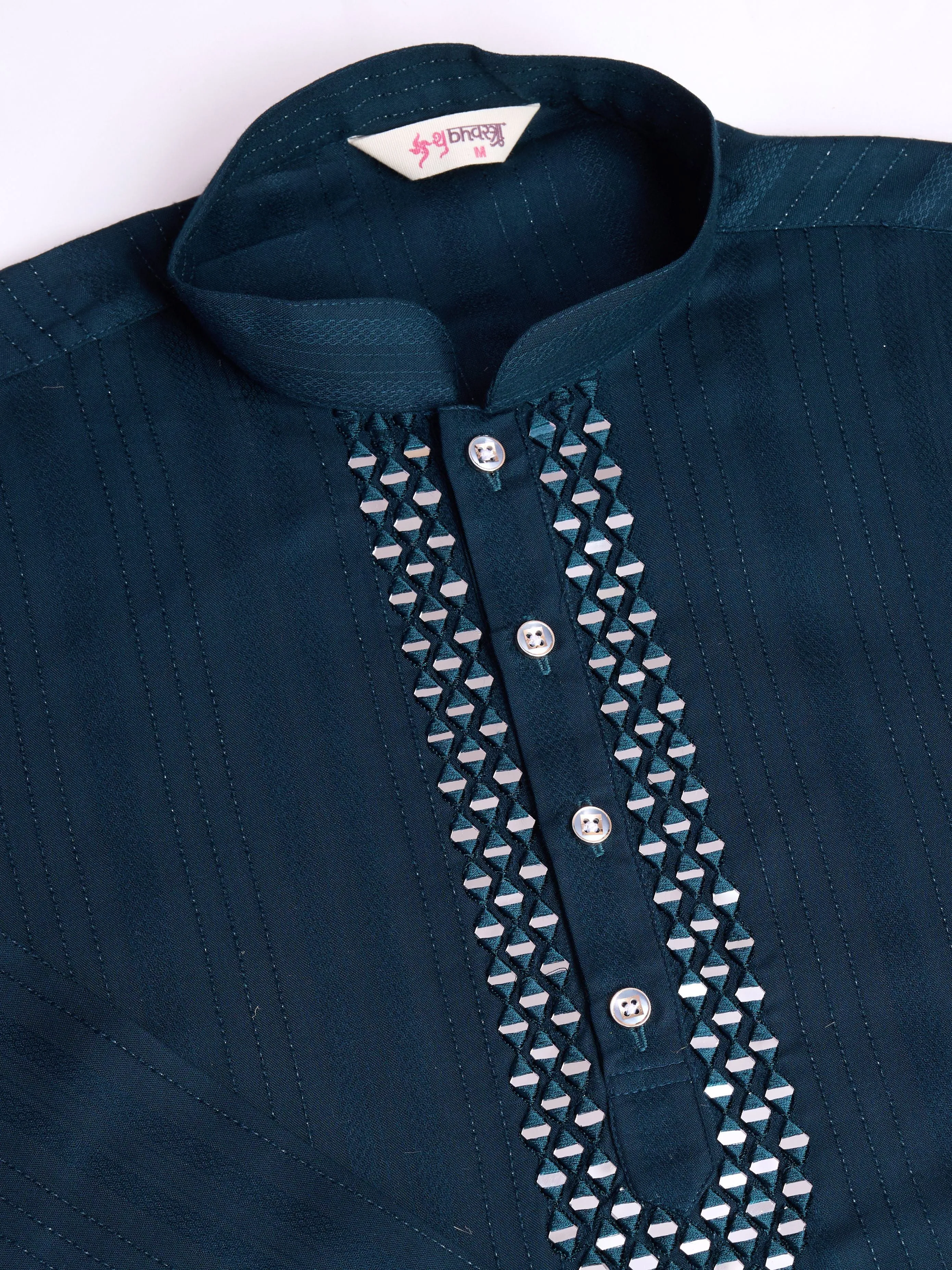 Teal Blue Colour Viscose Silk With Heavy Mirror Work Kurta Payjama