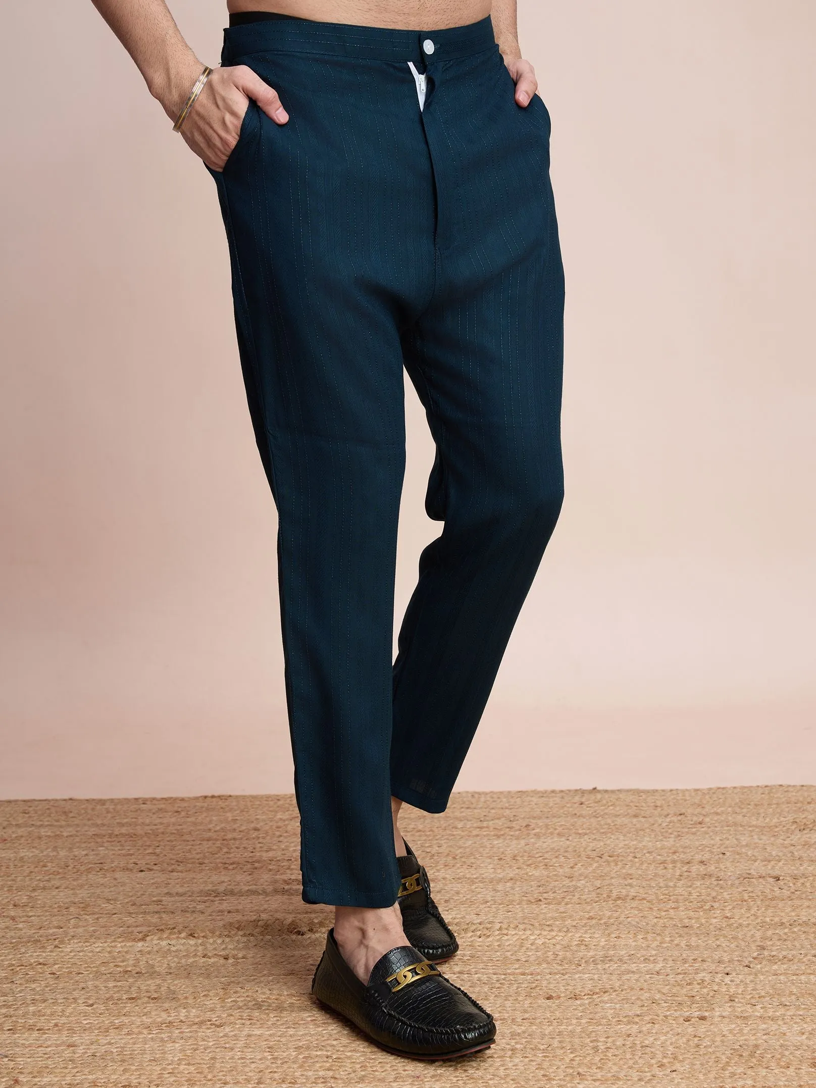 Teal Blue Colour Viscose Silk With Heavy Mirror Work Kurta Payjama